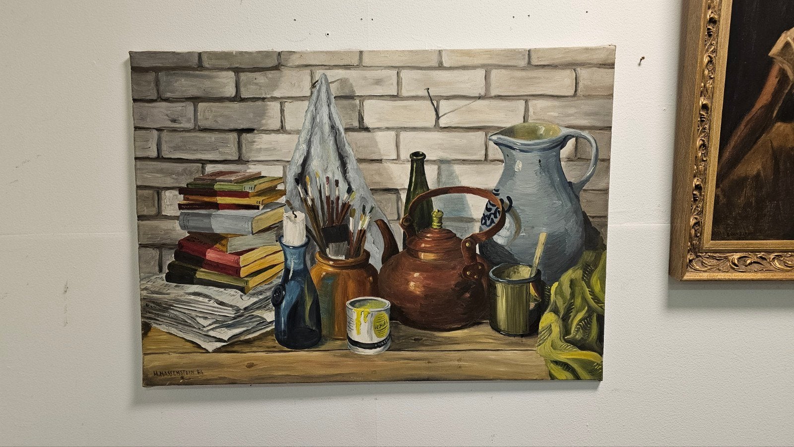 Hans Nassenstein '64 - Groot origineel stilleven op doek, Antiek en Kunst, Origineel werk, Doek, Realistisch, Stilleven