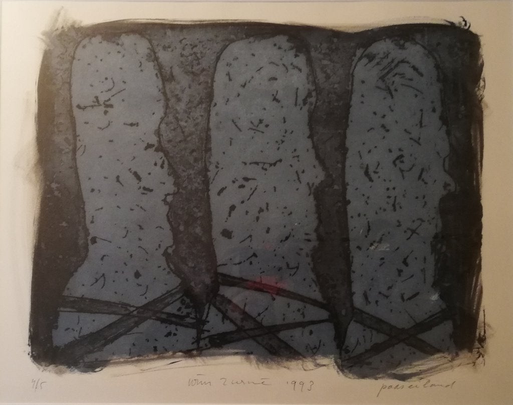 Wim Zurne(1953) Kleuren Ets " Paaseiland " Ges Gen Ged Titel, Met tekst, 60 cm, Ophalen of Verzenden, 74 cm