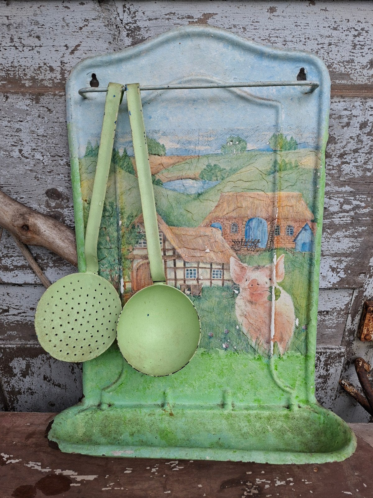Een brocant lepelrek, wandrekje, volkskunst, huisvlijt, Antiek en Kunst, Ophalen of Verzenden