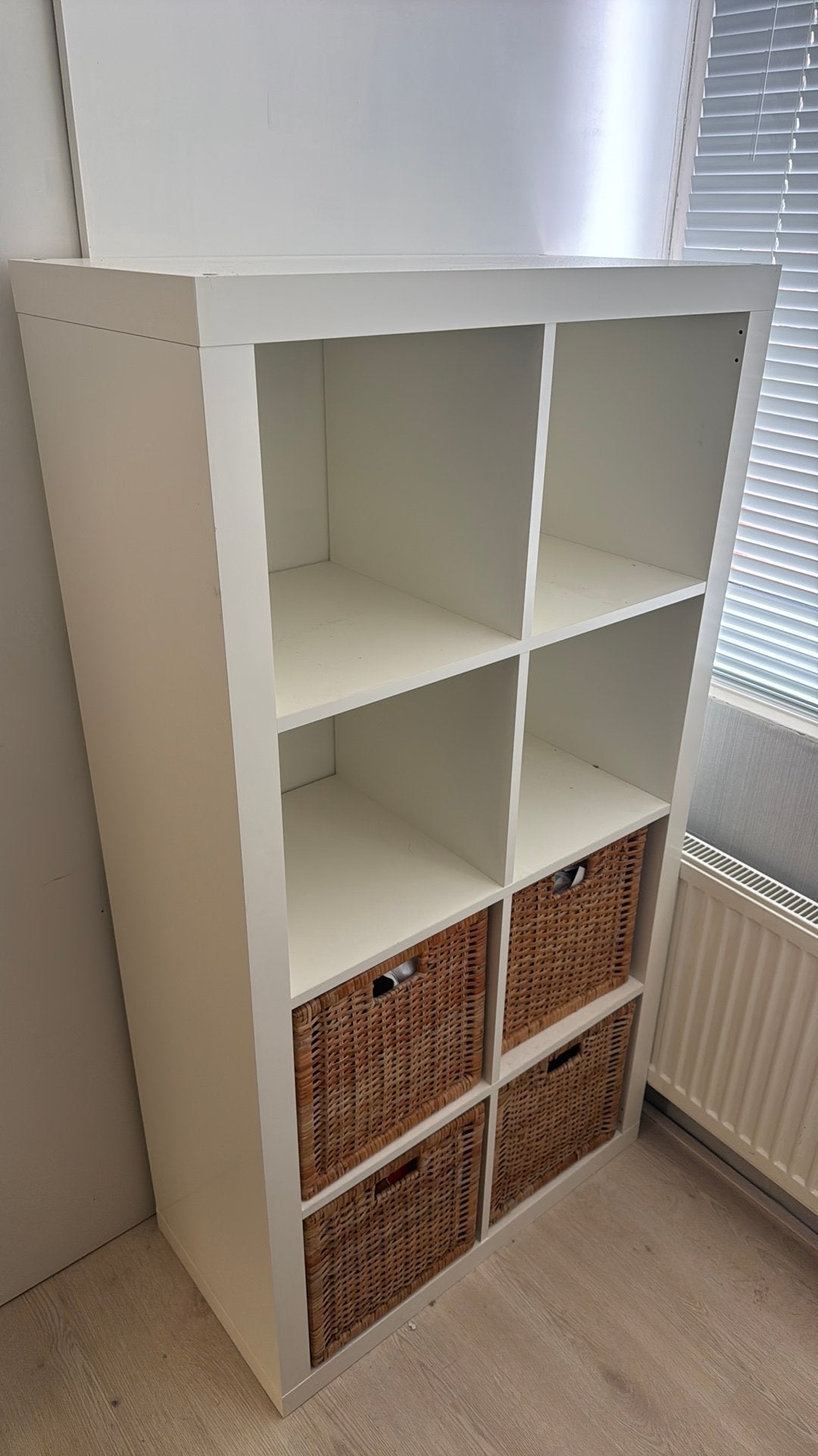 IKEA Kallax kast inclusief mandjes, Ophalen, 100 tot 150 cm, 50 tot 100 cm, Zo goed als nieuw