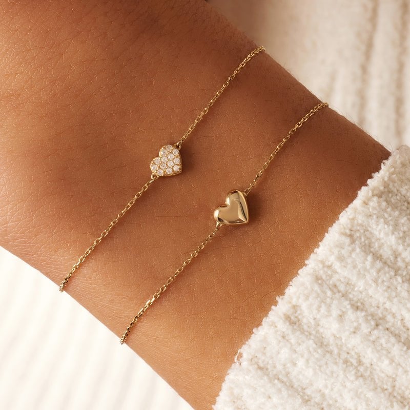 Pavé Zirkonia Hart Armband - 14 Karaat Goud, Info@tovessentials.com, Nieuw, Ophalen of Verzenden, TOV Essentials