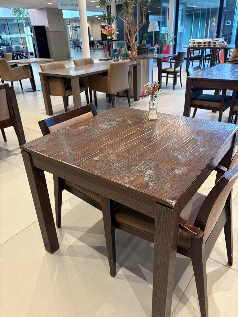 2x Tafel Hout, Gebruikt, 50 tot 100 cm, Vierkant, Overige houtsoorten