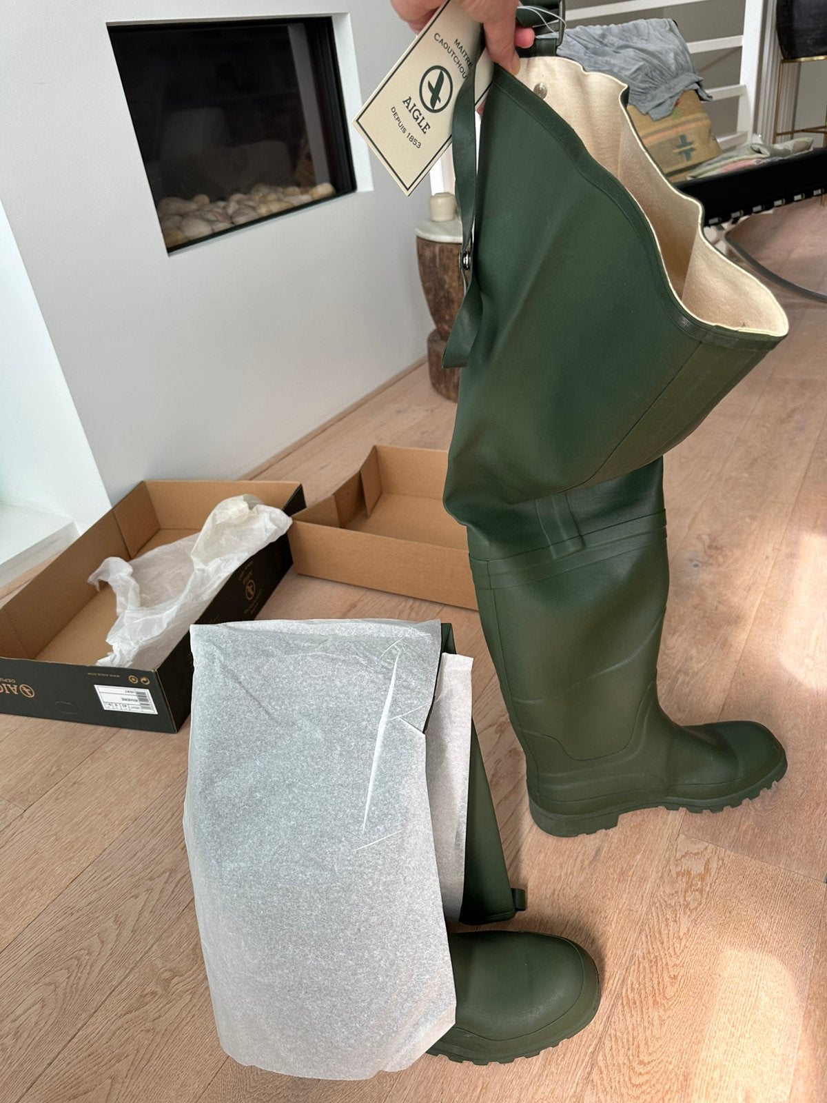 Nieuw in doos Aigle Rivière lieslaarzen - Maat 43, groen, Ophalen of Verzenden, Nieuw, Kleding