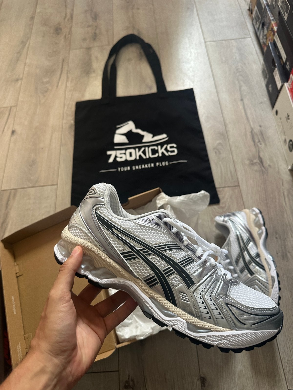 ASICS Gel-Kayano 14 White Graphite Grey Maat EU44,5 44.5, Overige kleuren, Nieuw, Ophalen of Verzenden, A