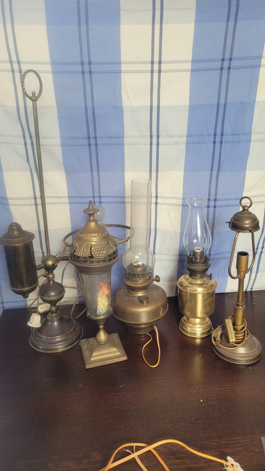 Set van antieke messing lampen - Diverse modellen, Antiek en Kunst, Ophalen