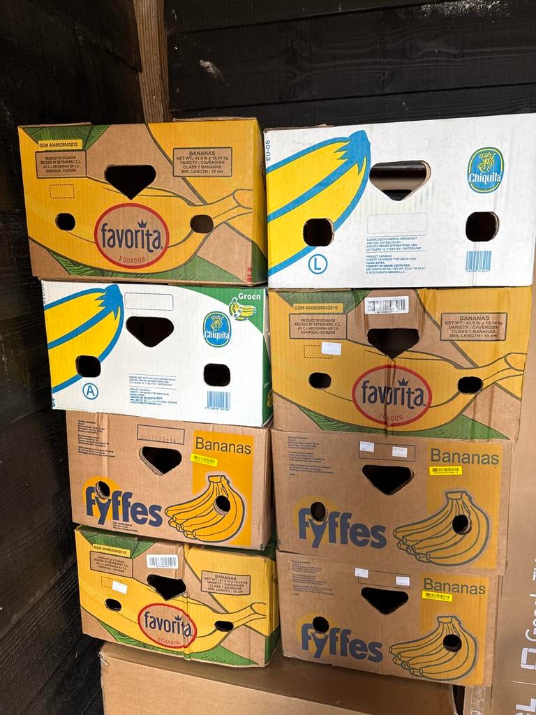 8 gratis bananendozen, Ophalen, 40 tot 60 cm, 50 tot 75 cm, 35 tot 50 cm
