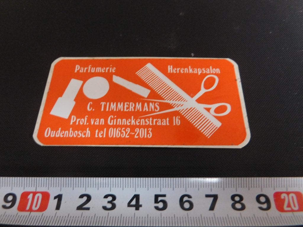 sticker oudenbosch parfumerie herenkapsalon c timmermans, Ophalen of Verzenden, Zo goed als nieuw