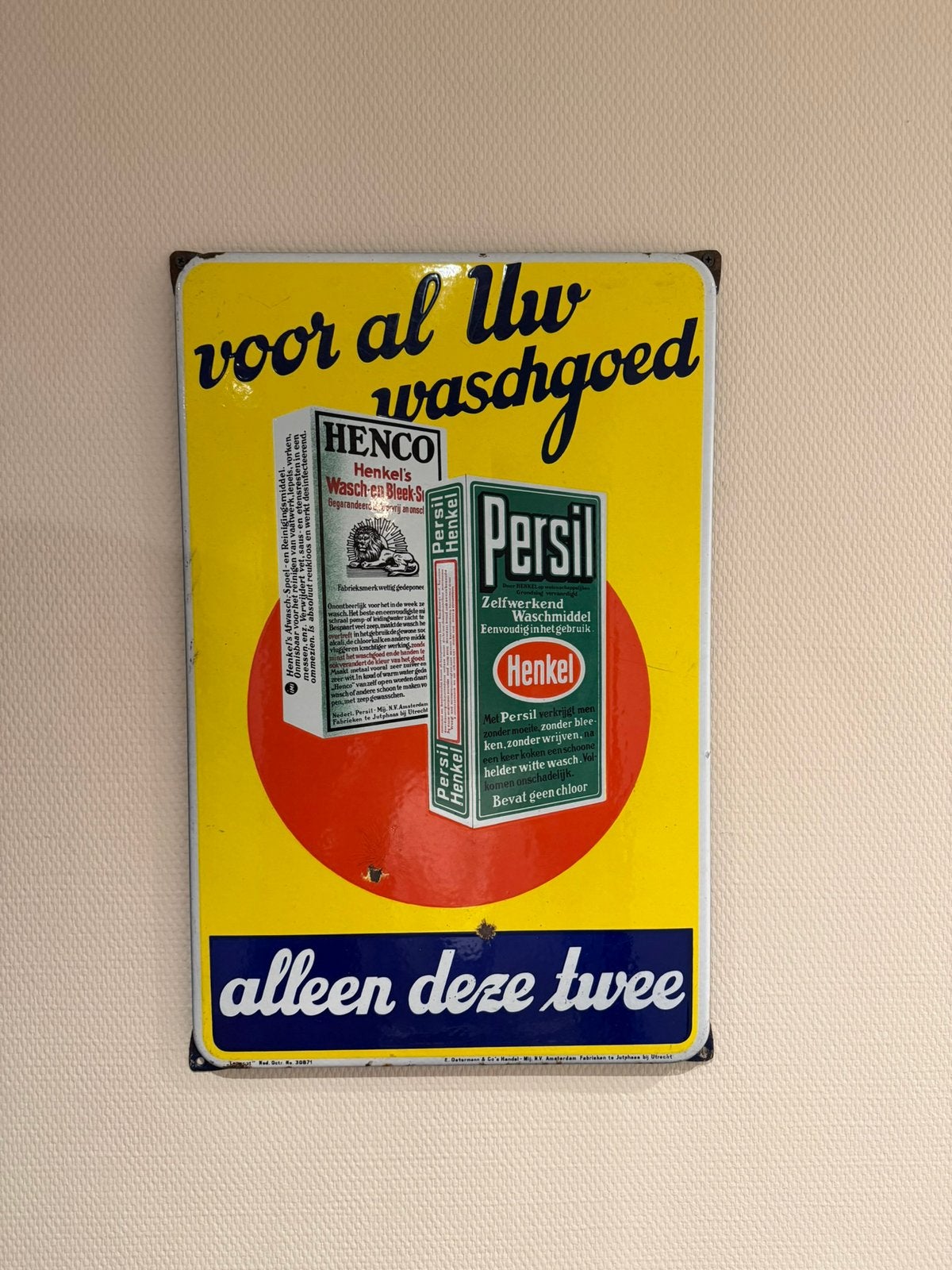 Persil emaille reclamebord, Verzamelen, Ophalen of Verzenden, Zo goed als nieuw, Reclamebord