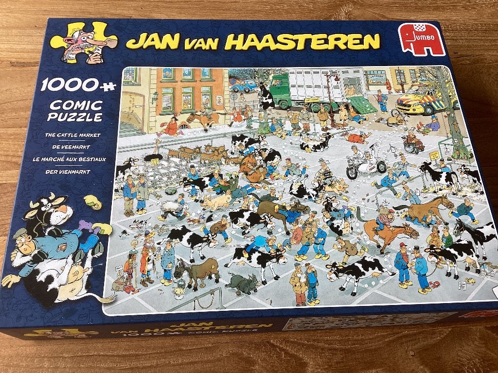 Jan  van Haasteren, de Veemarkt, 1000 stukjes, Ophalen of Verzenden, 500 t/m 1500 stukjes, Zo goed als nieuw, Legpuzzel