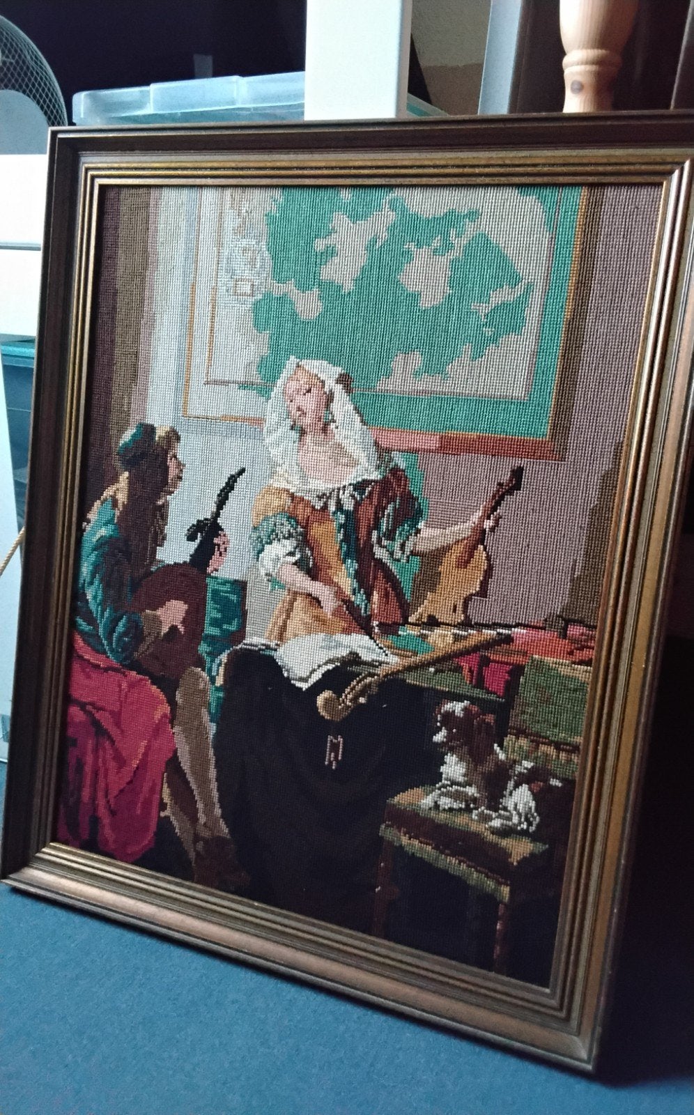 Vintage Gobelin Wandtapijt - Muzikale Scène, Ophalen
