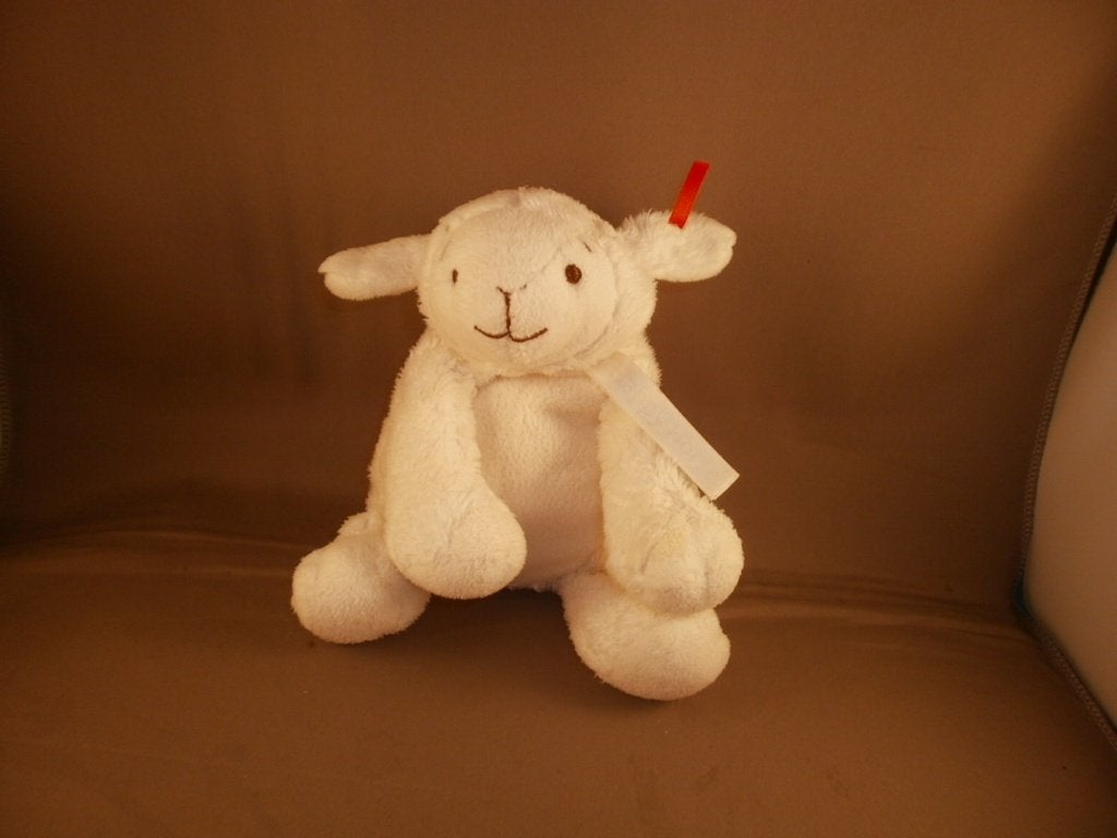 happy horse schaap Lucky farm wit oranje lintje aan oor 18cm, Overige karakters, Nieuw, Ophalen of Verzenden, Klein (minder dan 20 cm)