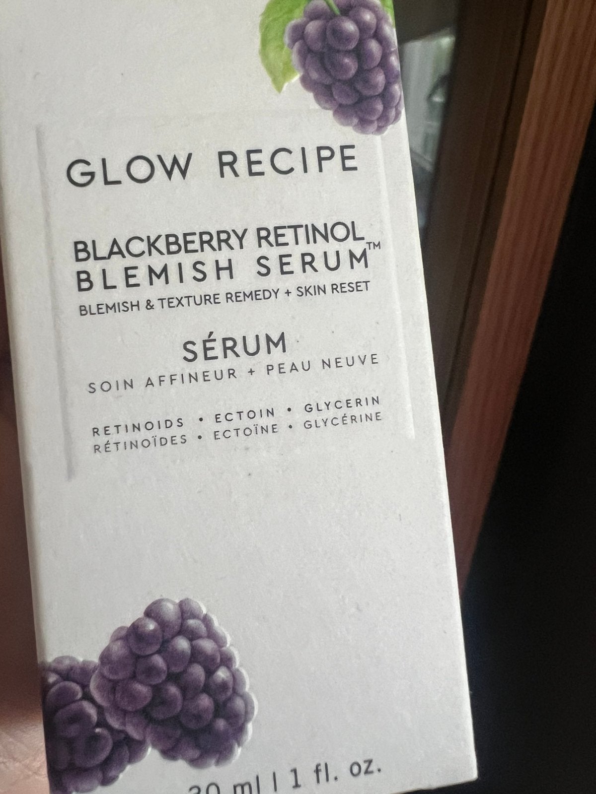 New- Glow Recipe Blackberry Retinol Blemish Serum 30 ml full, Ophalen of Verzenden, Nieuw, Gehele gezicht