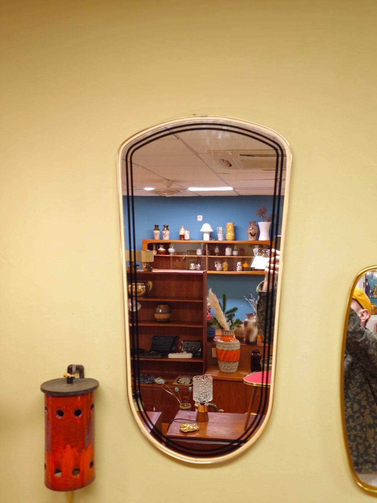 Vintage Organichse Spiegel Wandspiegel Mirror Goud, Minder dan 50 cm, Ophalen of Verzenden, Nvt, Minder dan 100 cm