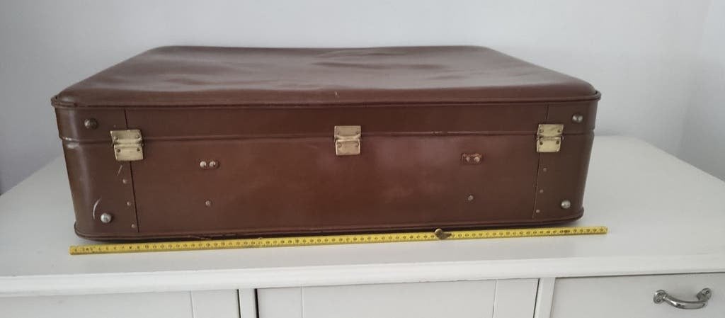 K716 Vintage jaren 50 koffer van geperst karton, Sieraden, Tassen en Uiterlijk, Koffers, Ophalen, Overige materialen, Gebruikt