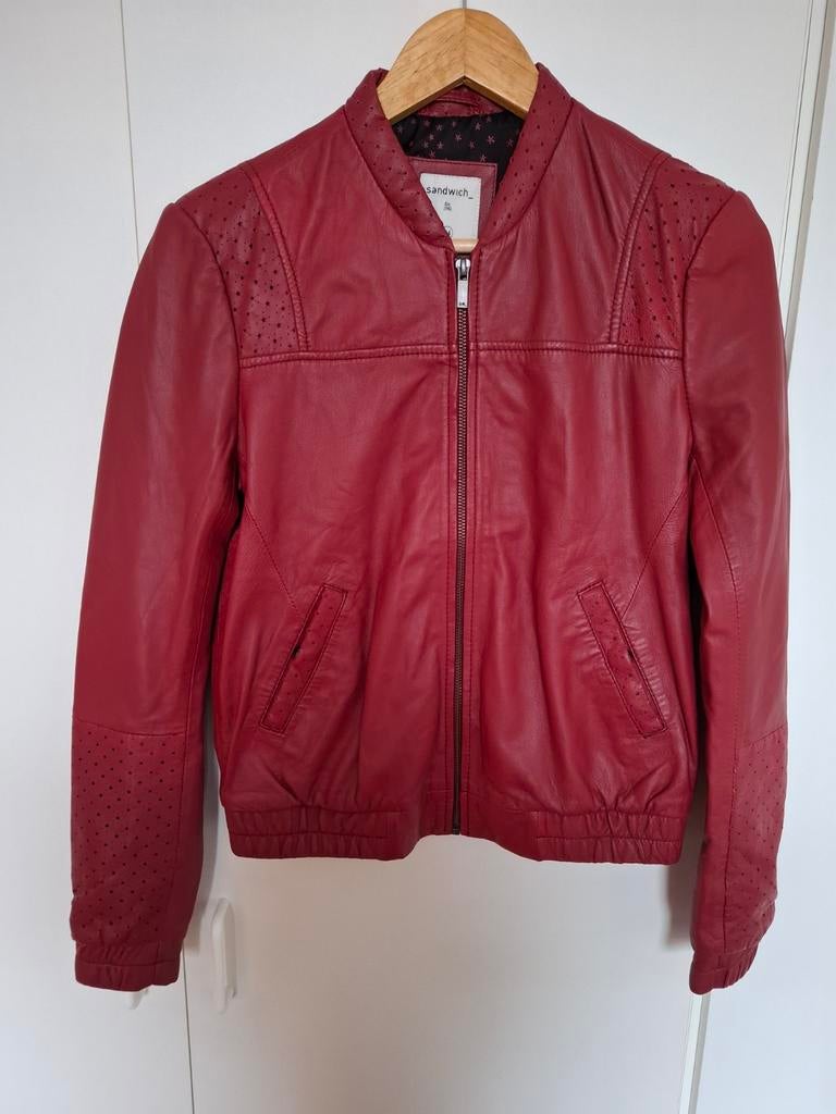 Rood leren jasje van Sandwich maat 34, Ophalen of Verzenden, Zo goed als nieuw, Maat 34 (XS) of kleiner, Sandwich