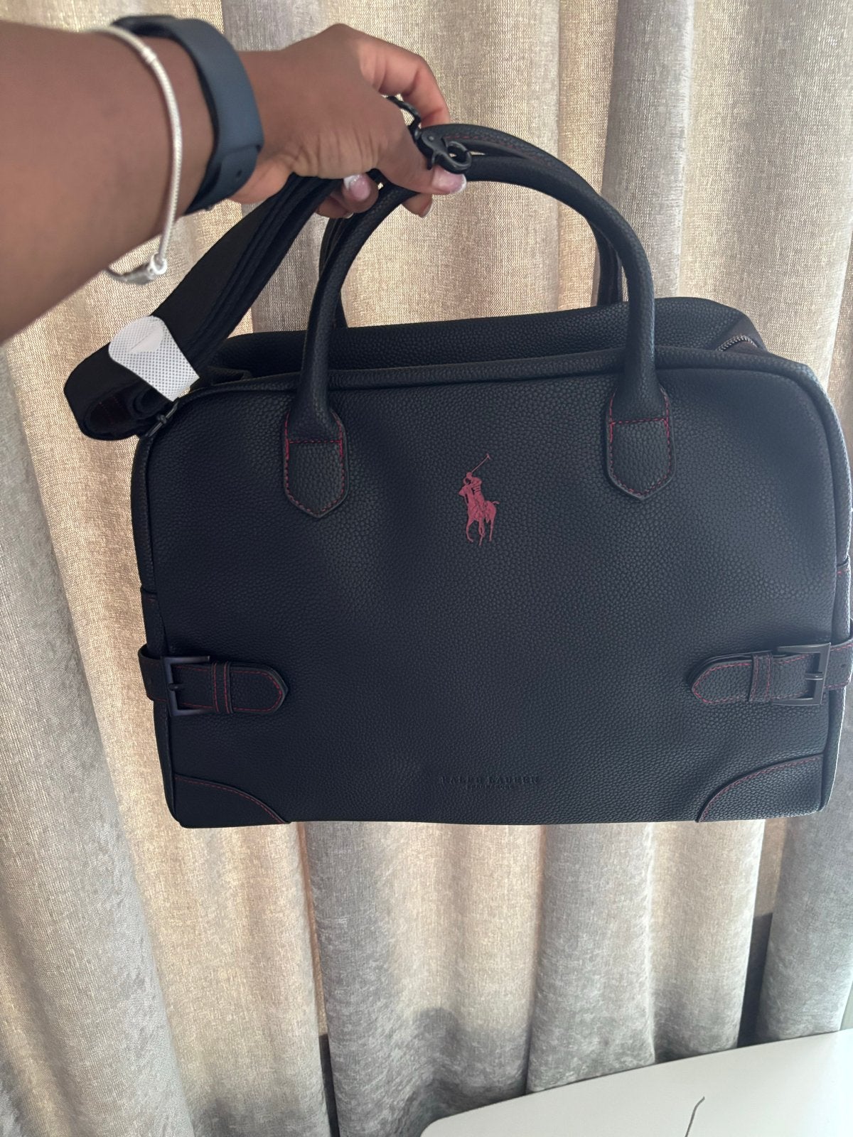 Stijlvolle Ralph Lauren Handtas - Zwart met Rood Logo, Ophalen of Verzenden, Nieuw, Zwart, Handtas