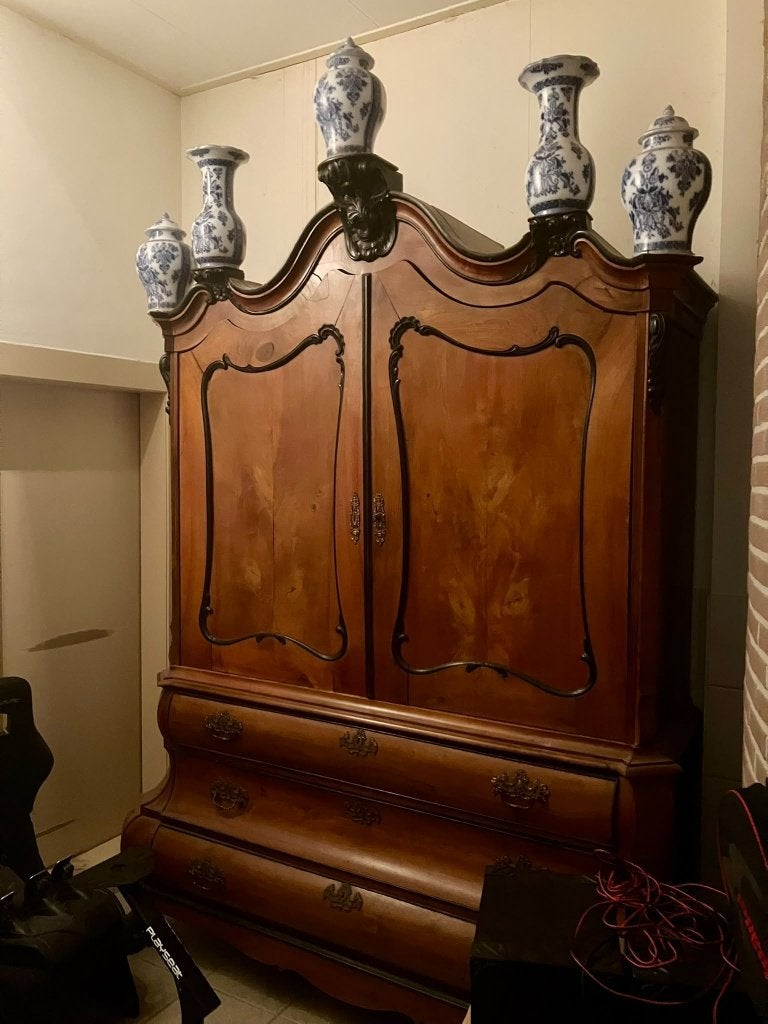 Antieke Rococo Kabinetkast Notenhout - 250x175x90 cm, Ophalen