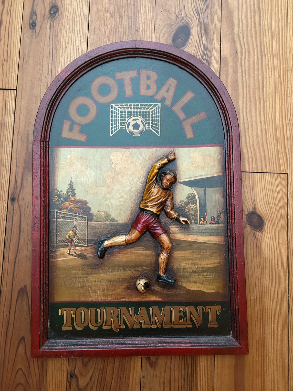 Vintage 3D Voetbal Bord - Pub Decoratie, Ophalen of Verzenden