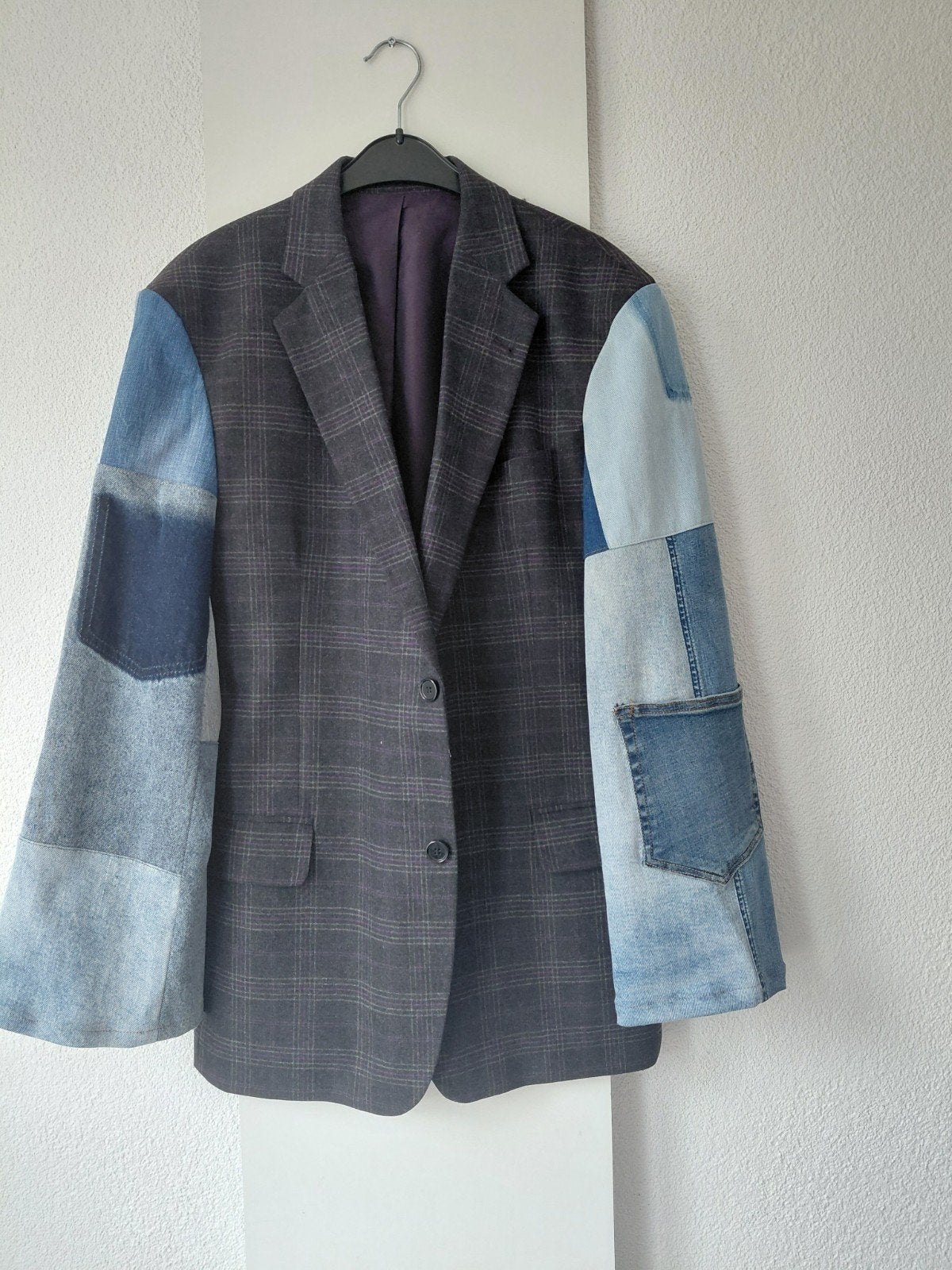 Upcycled denim blazer m/l, Maat 38/40 (M), Blauw, Upcycled, Ophalen of Verzenden