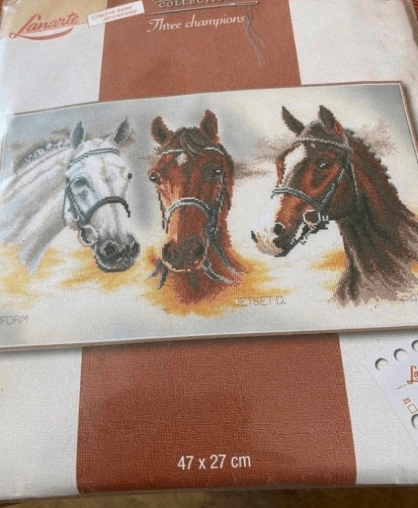 BORDUURPAKKET LANARTE THREE CHAMPIONS, Hobby en Vrije tijd, Ophalen of Verzenden, Nieuw, Handborduren, Borduurpakket