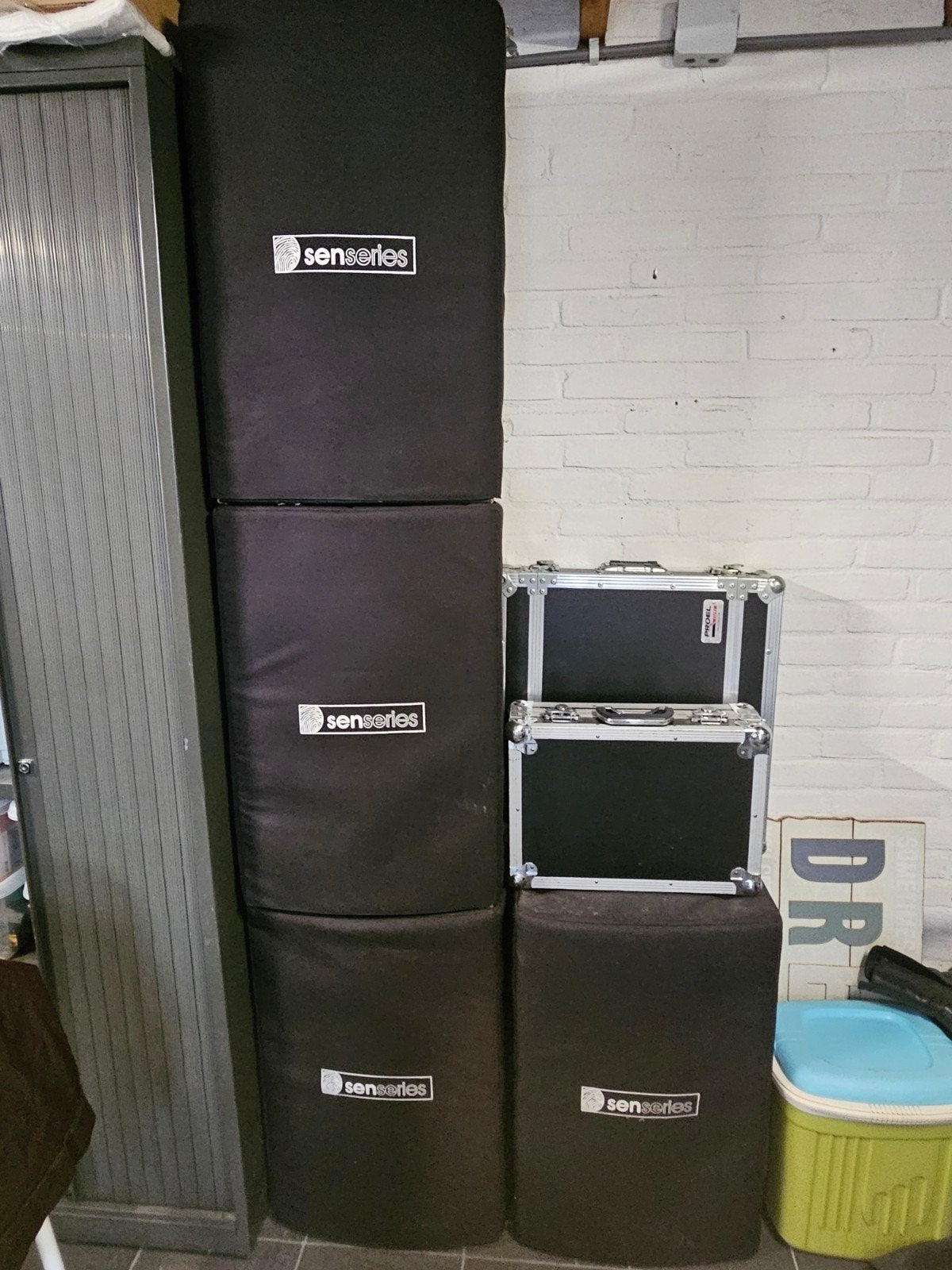 Complete geluidsset: speakers, versterker, mixer, bekabeling, Ophalen, Gebruikt