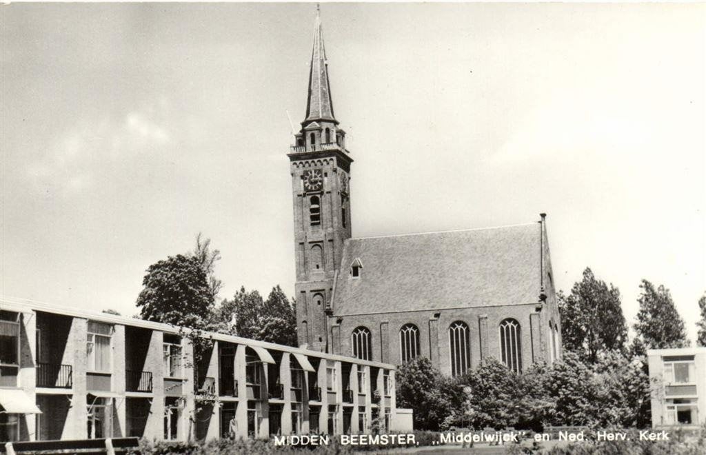Midden Beemster, Middelwijck en Ned. Herv. Kerk - ongelopen, Ophalen of Verzenden, 1960 tot 1980, Ongelopen, Noord-Holland