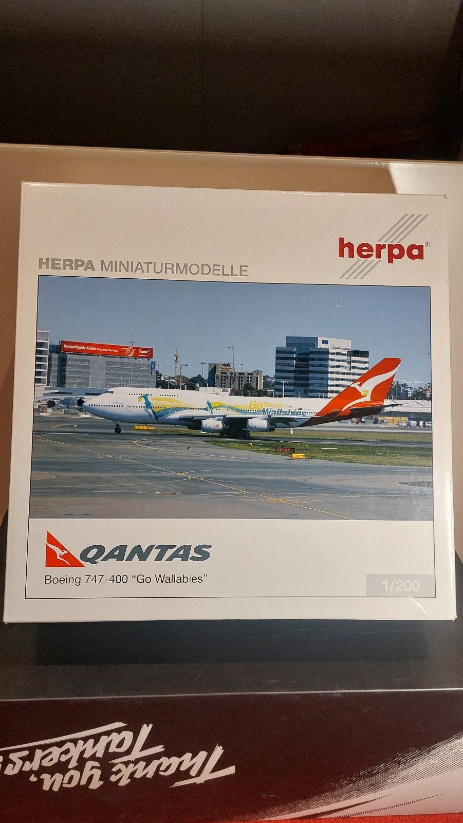 Herpa 747-400 Quantas wallabies, Ophalen of Verzenden, Nieuw, Schaalmodel