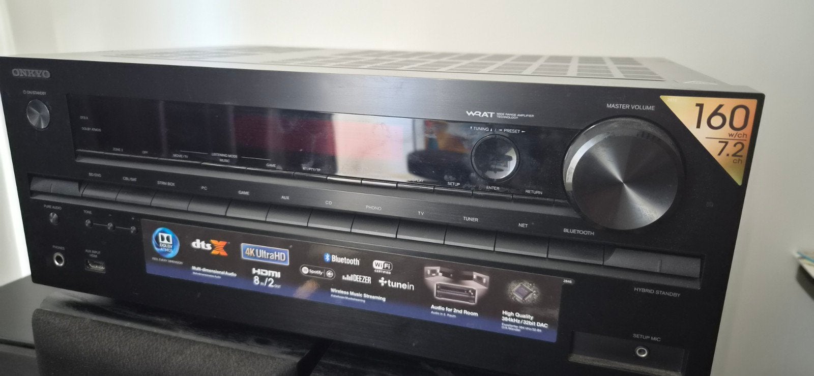 Onkyo TX-NR646 AV Receiver - 7.2-kanaals, 4K Ultra HD, Ophalen, Zo goed als nieuw, 120 watt of meer, Onkyo