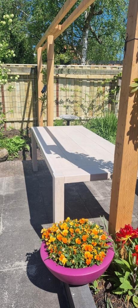 Strakke eikenhouten eettafel op maat gemaakt, Huis en Inrichting, Tafels | Eettafels, Ophalen, Eikenhout, 200 cm of meer, 50 tot 100 cm