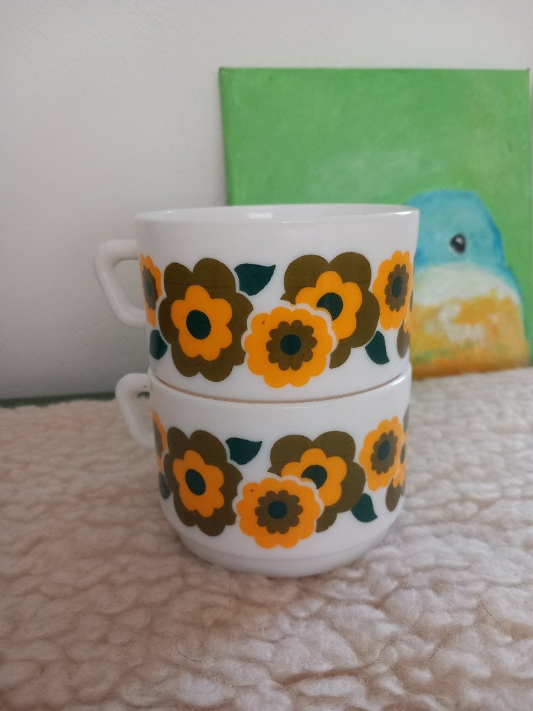 gratis verzenden vintage arcopal soepkommen bloem lotus geel, Verzenden, Nieuw, Glas, Kom(men)