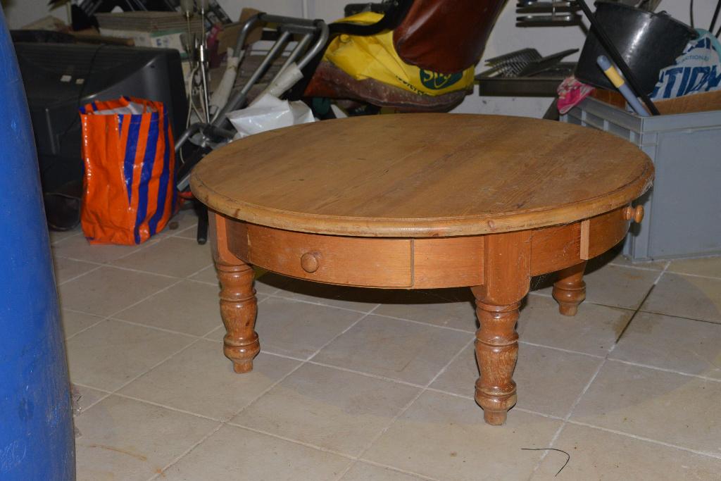 Grenen salontafel, Ophalen, Gebruikt, 50 tot 100 cm, Rond