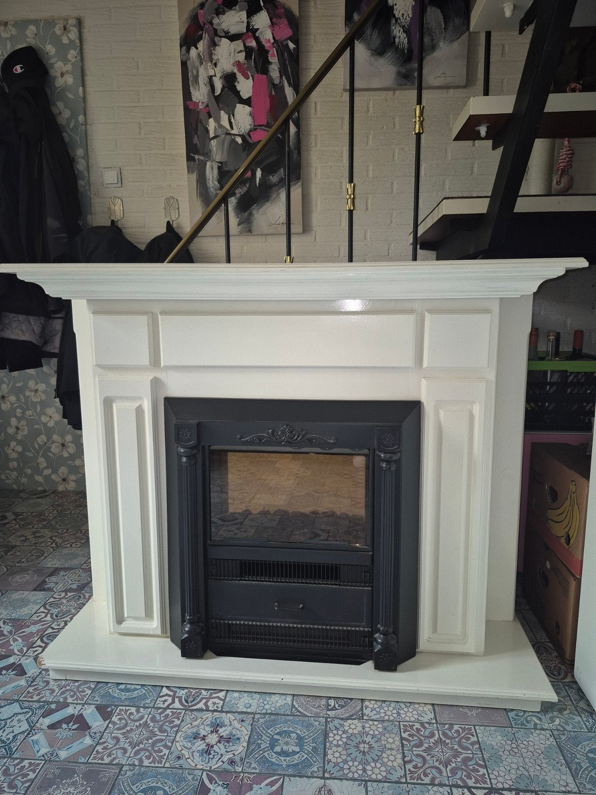 GRATIS sfeervolle elektrische schouw met haard  100x122x40, Huis en Inrichting, Haarden, Ophalen, Gebruikt, Vrijstaande haard