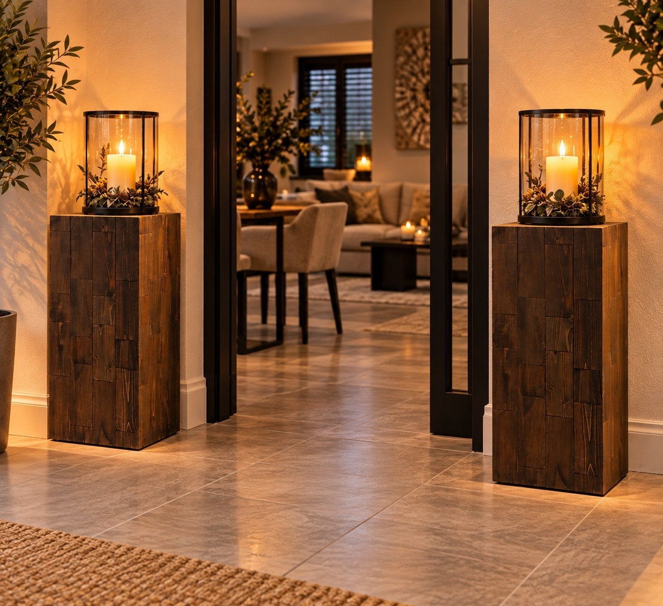 2x Houten Sokkel met Fineer - Decoratief & Veelzijdig, Huis en Inrichting, Ophalen of Verzenden, Zo goed als nieuw