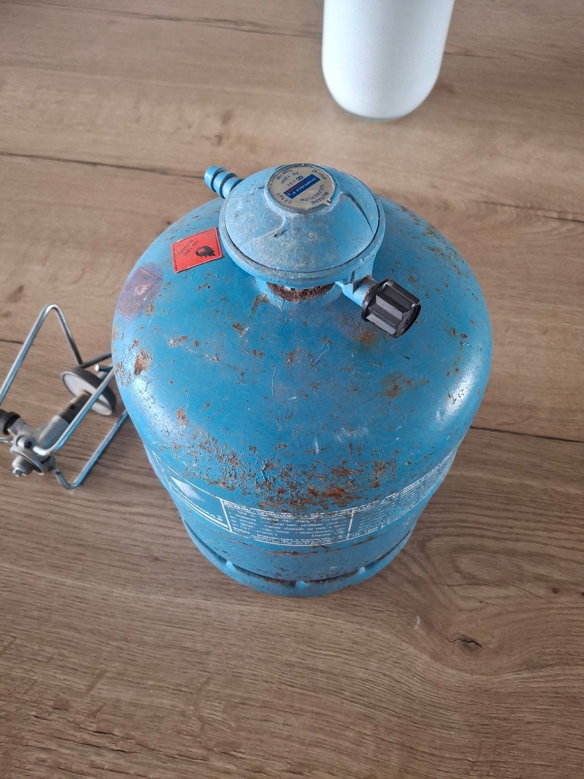 Gasfles origineel 907 met brander, driekwart gevuld, Ophalen of Verzenden, Gebruikt