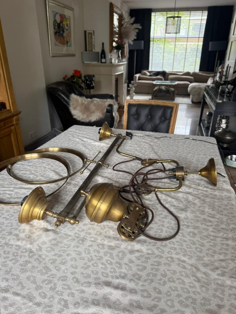 Messing hanglamp biljart Eichholtz, Huis en Inrichting, Lampen | Hanglampen, Ophalen, Zo goed als nieuw, Minder dan 50 cm