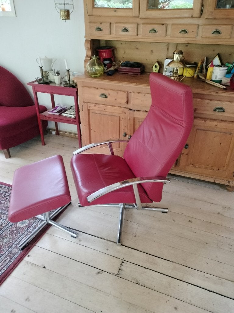 Leren Fauteuil, Ophalen, Gebruikt, Leer, Rood