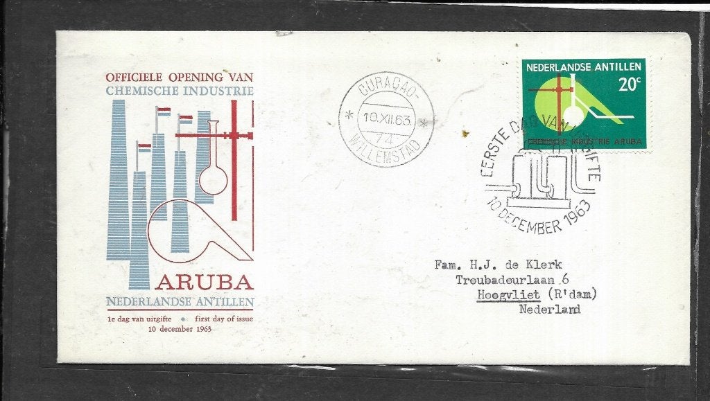 Antillen, Aruba, FDC 1963, gestempeld, Postzegels en Munten, Postzegels | Nederlandse Antillen en Aruba, Verzenden, Gestempeld