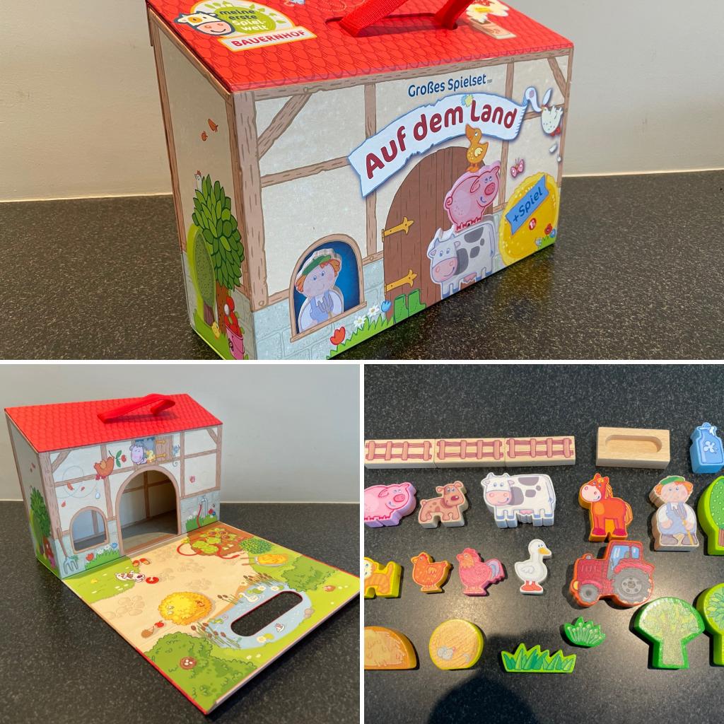 Haba meeneem Boerderij met houten speelfiguren, Kinderen en Baby's, Speelgoed | Houten speelgoed, Ophalen of Verzenden, Zo goed als nieuw