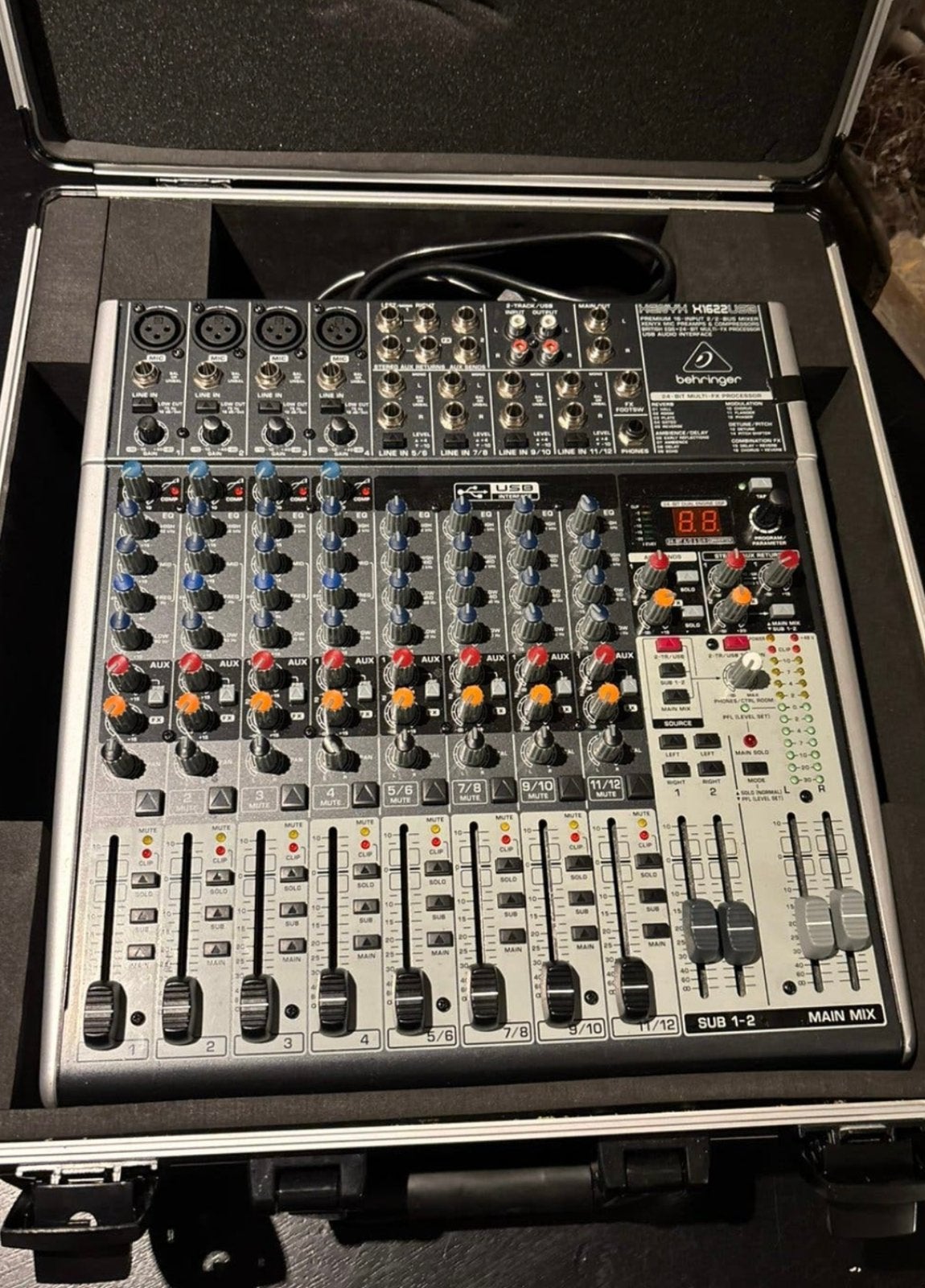 Behringer Xenyx X1622USB incl. Case, Ophalen of Verzenden, Zo goed als nieuw, 10 tot 20 kanalen, Microfooningang