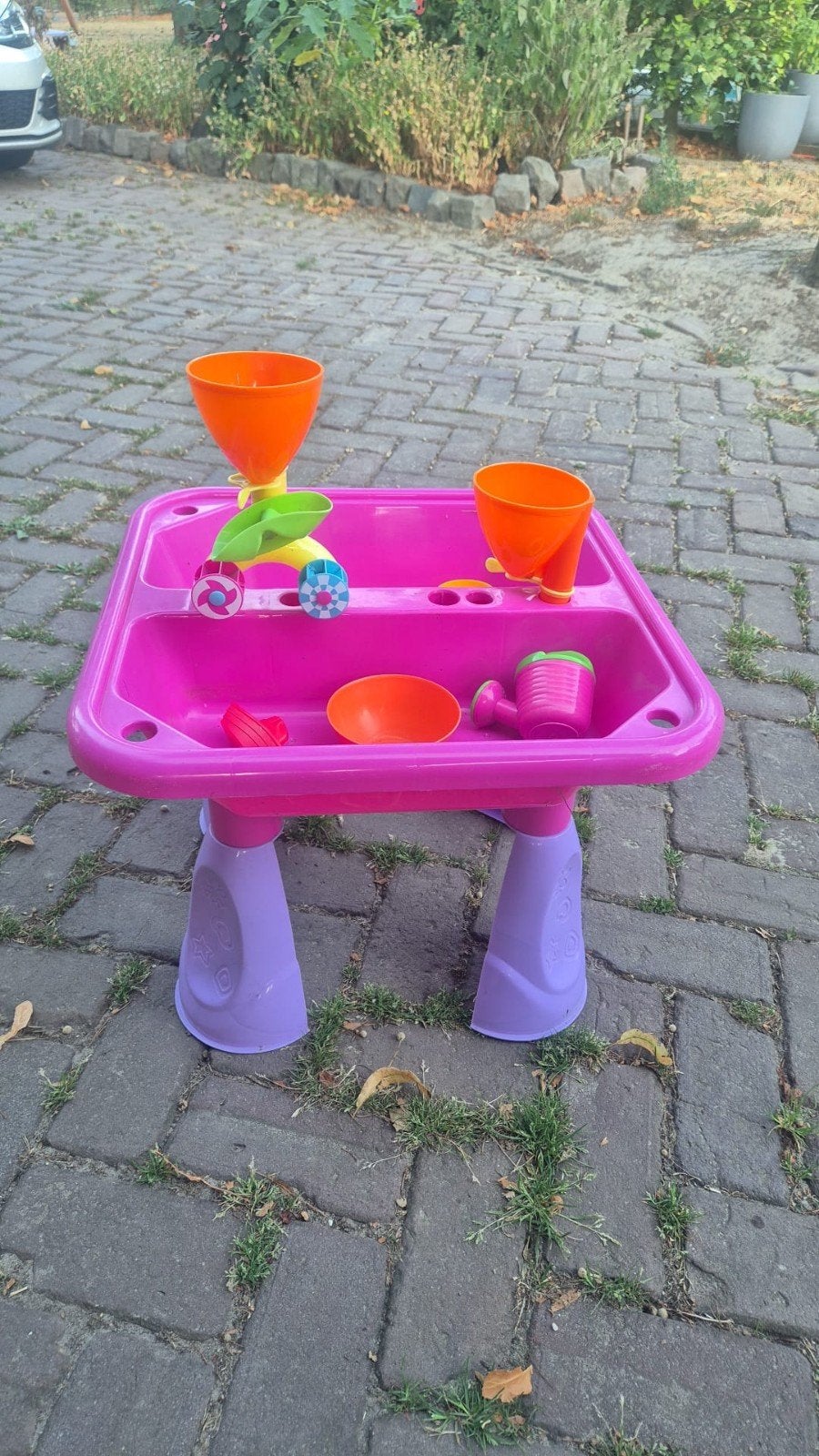 Roze zand- en watertafel met accessoires, Ophalen, Gebruikt