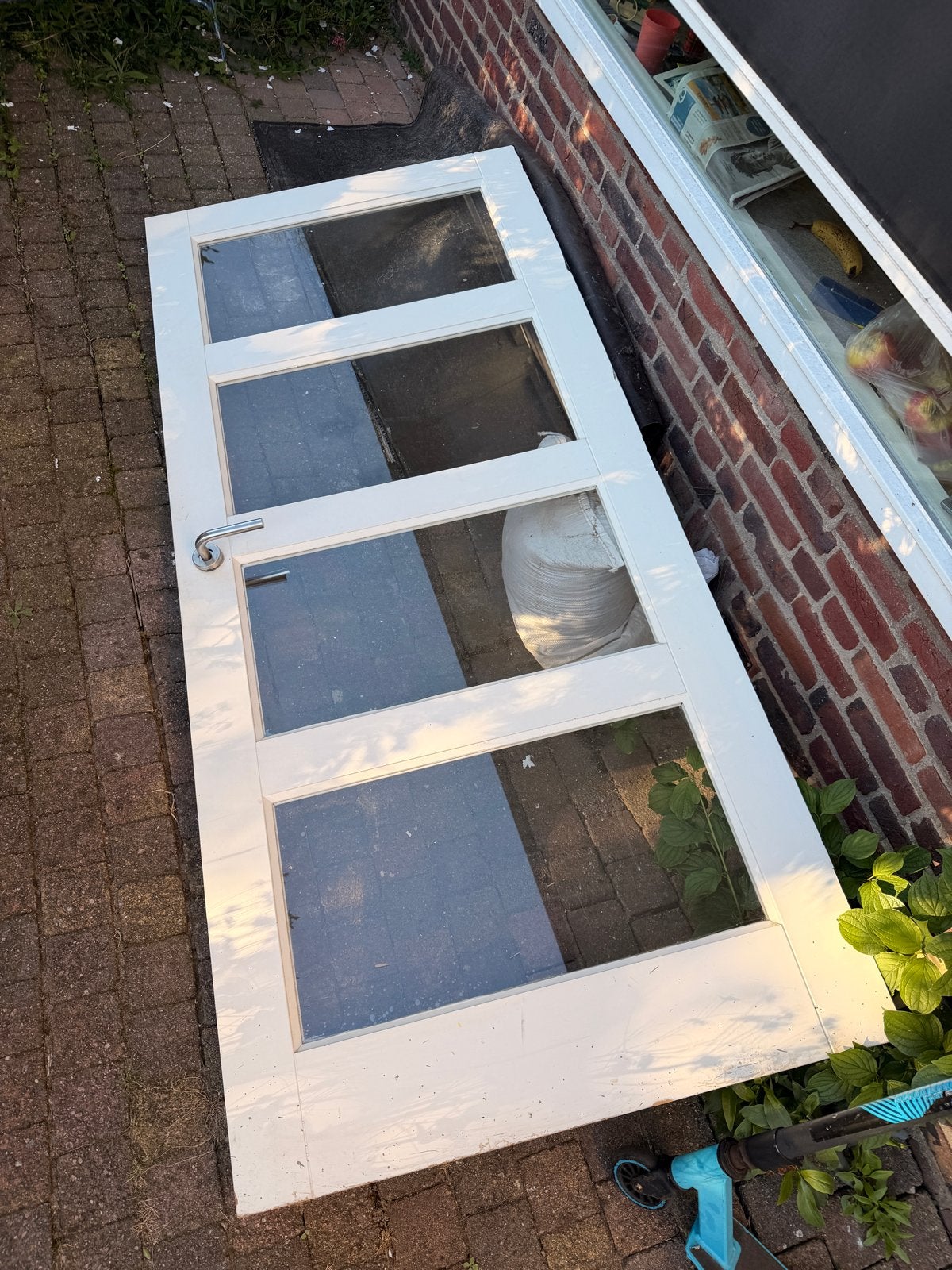 Witte binnendeur met glas, 2115 x 930 mm, Ophalen, Gebruikt, 80 tot 100 cm, 215 cm of meer