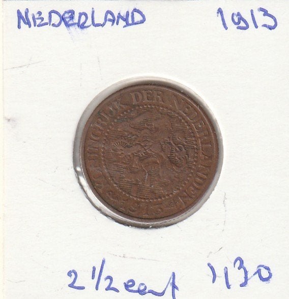 nederland munten 2,5 cent 1913, Postzegels en Munten, Ophalen of Verzenden, Koningin Beatrix, Overige waardes, Losse munt