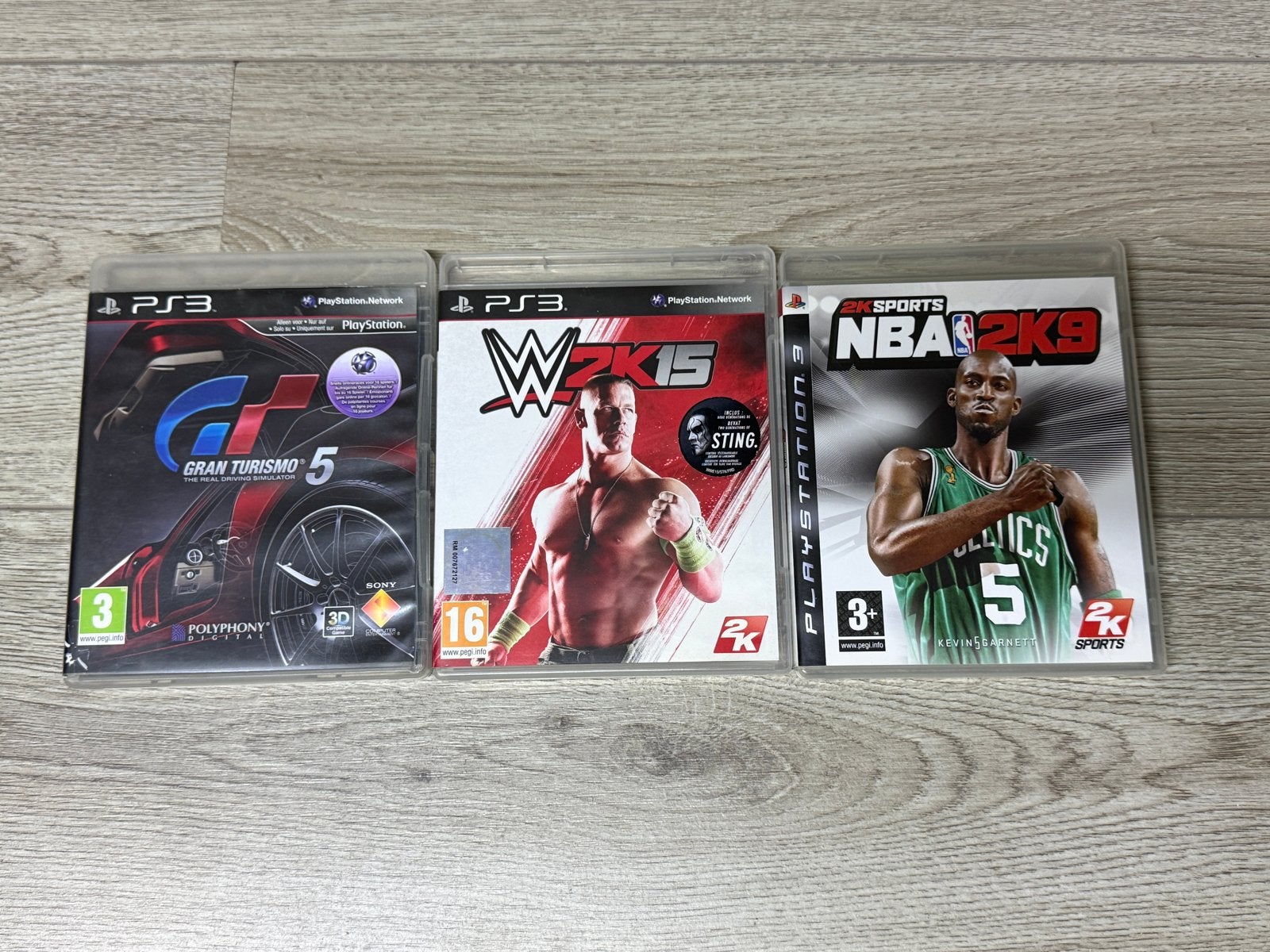 PS3 Games: Gran Turismo 5, WWE 2K15, NBA 2K9, Spelcomputers en Games, Gebruikt, 1 speler, Racen en Vliegen, Eén computer