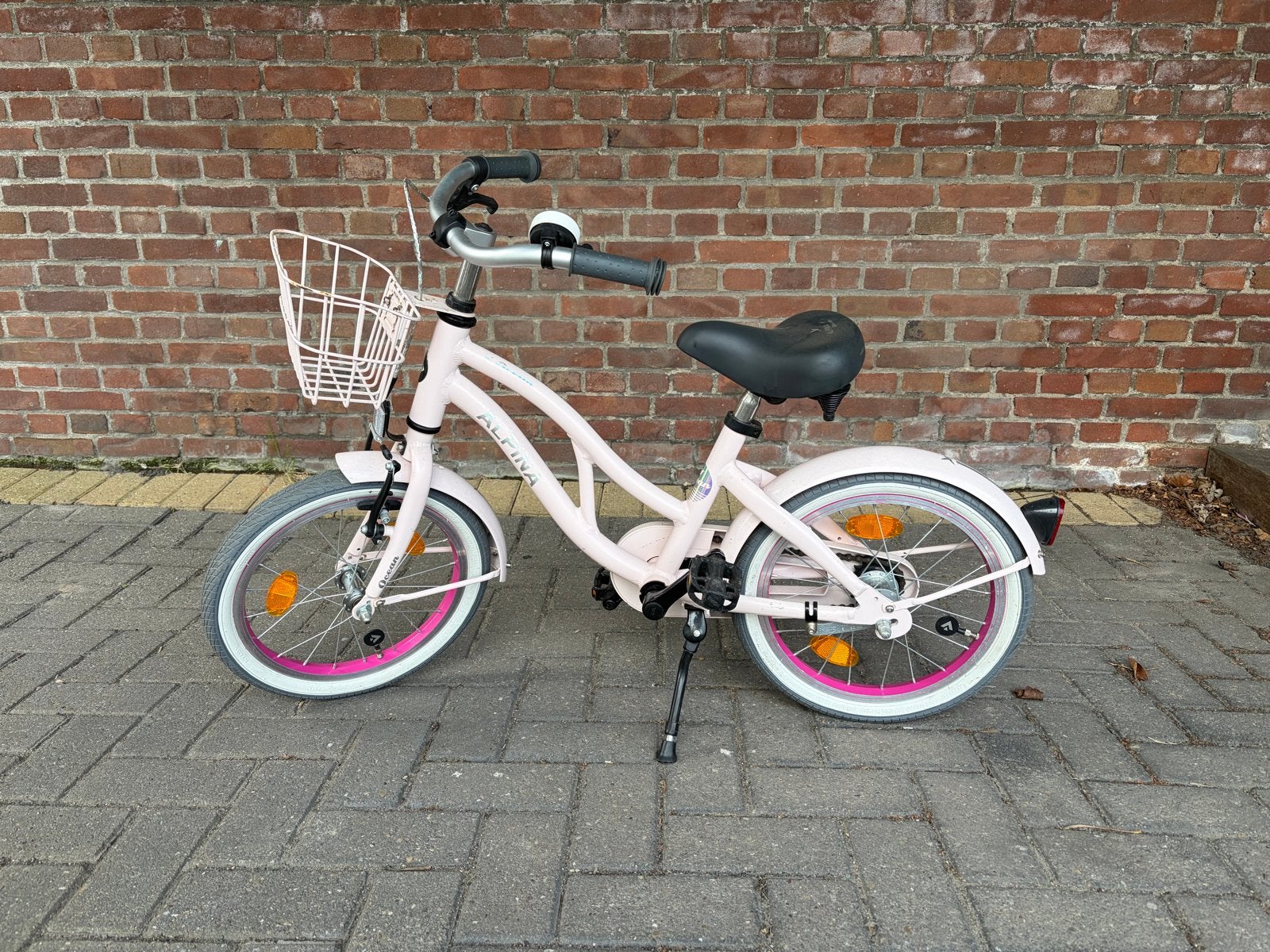 Alpina Ocean kinderfiets 16 inch - Roze, Ophalen, Gebruikt, Terugtraprem, 16 tot 20 inch