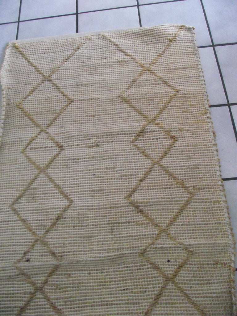 handgeweven jute vloerkleed creme oker decoratie 180 x 80 cm, Gebruikt, Crème, Rechthoekig, 50 tot 100 cm