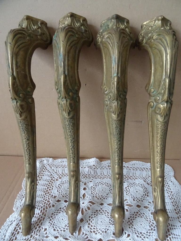 Antieke messing tafelpoten Hollywood Regency stijl 37cm, Ophalen of Verzenden