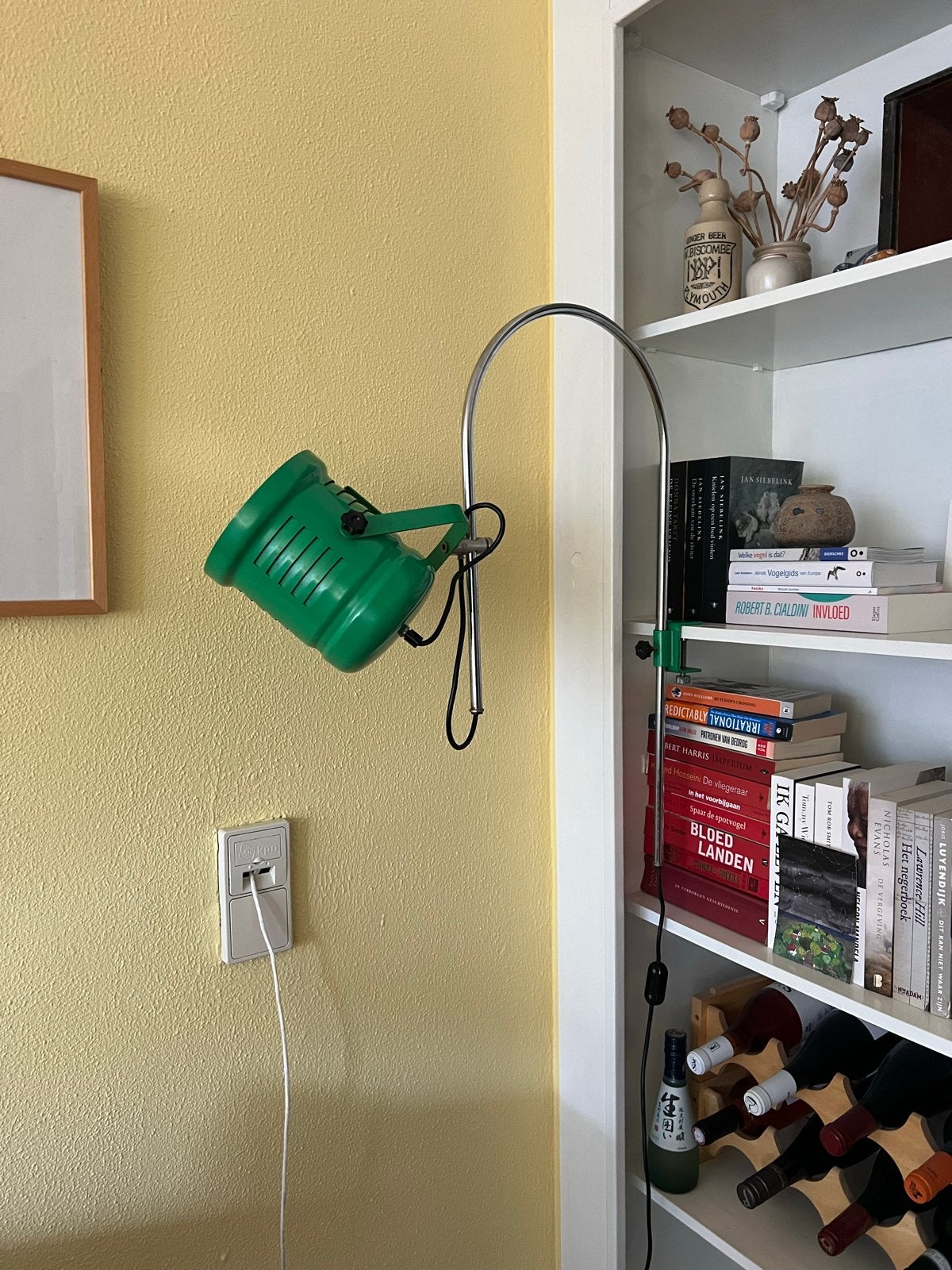 Vintage groene klemlamp - Jaren '70 design, Overige merken, Gebruikt, E27 (groot), Groen
