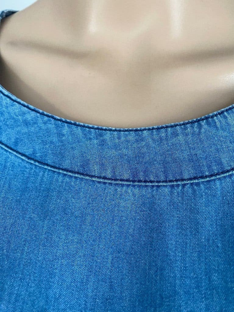 K254 Spijkerblouse mt M=38/40 blouse top jeans spijker blauw, Ophalen of Verzenden, Zo goed als nieuw, Maat 38/40 (M), Blauw