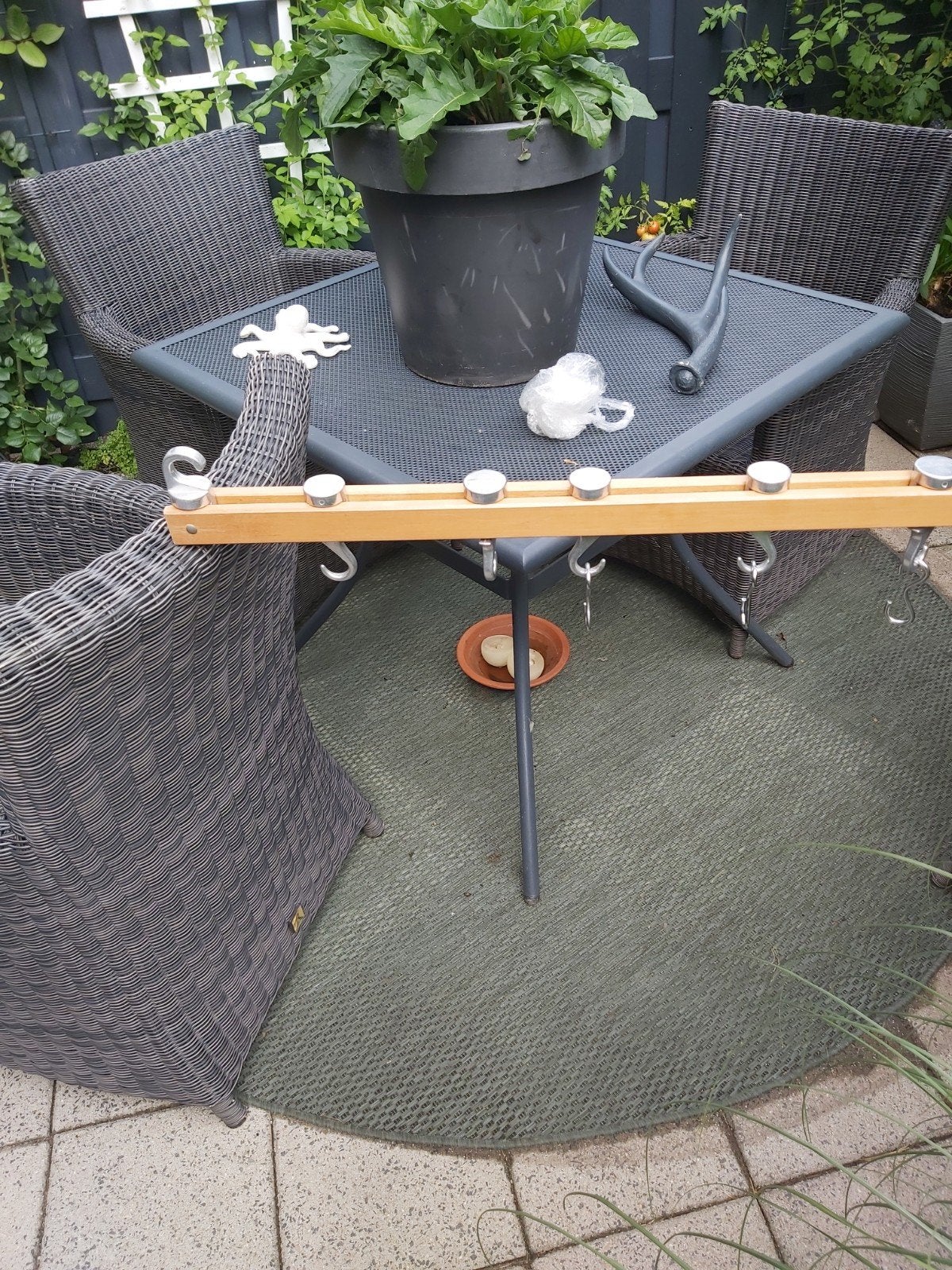 Vleeshaak / Kapstok met 6 haken, Ophalen of Verzenden, Gebruikt, Bruin, Hout