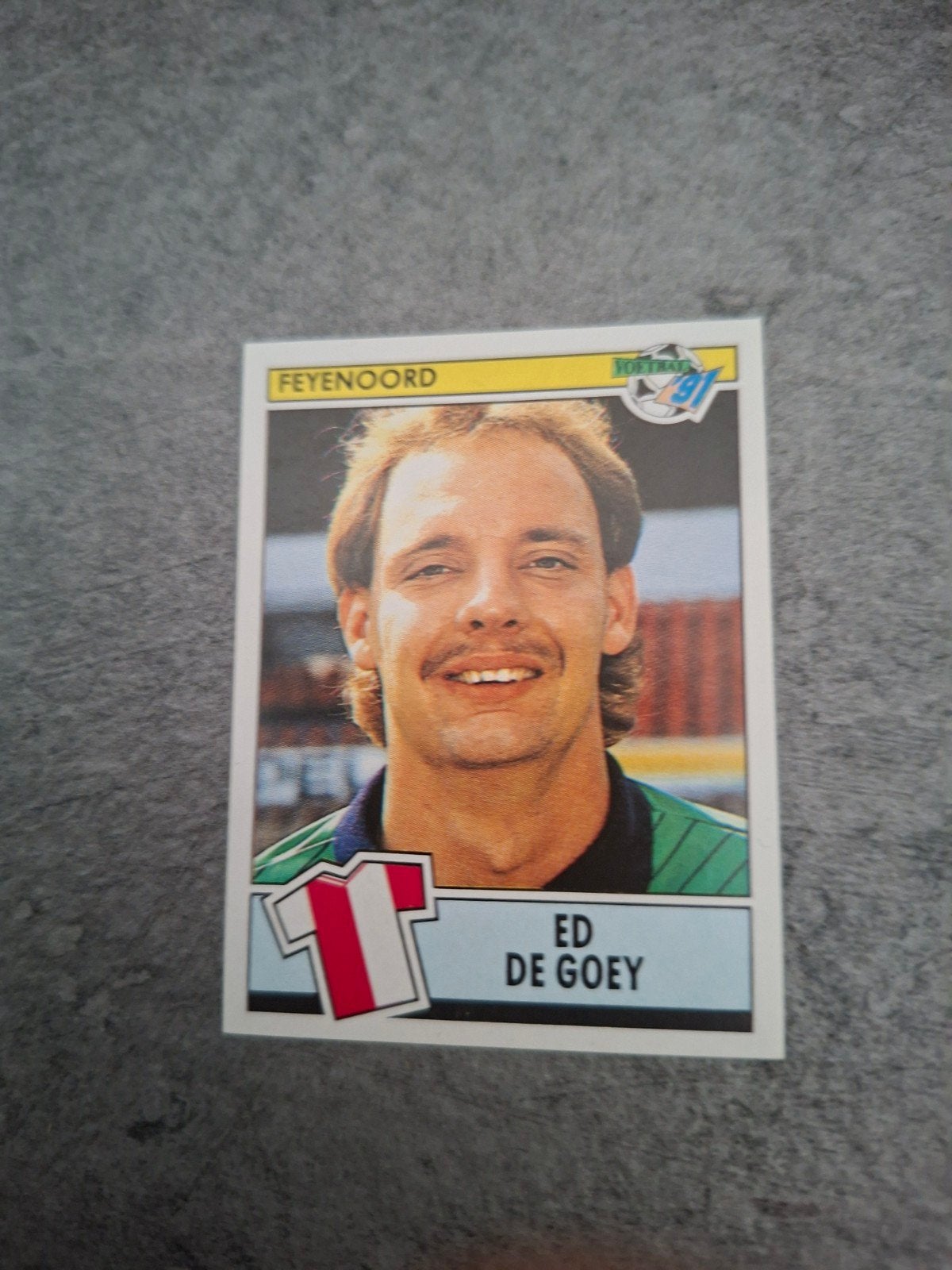 Panini sticker Voetbal 91. Keeper Ed de Goey Feyenoord., Verzenden, Zo goed als nieuw, Sticker